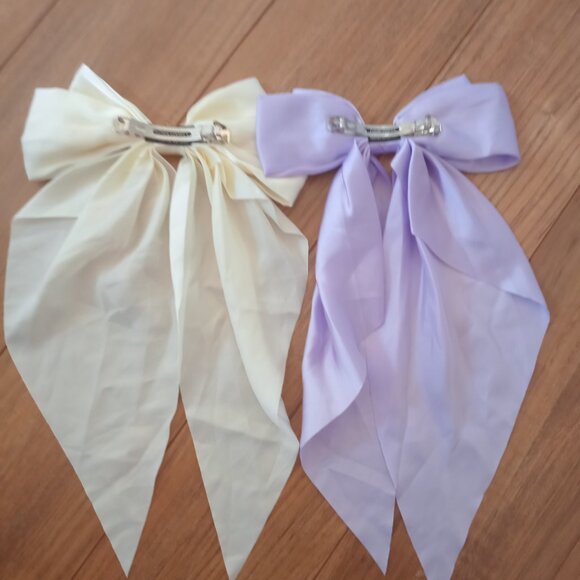 Silk Hair Bows Set Of 2 - Picture 2 of 2